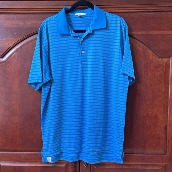 Peter Millar Blue Striped Polo Shirt - Picture 1 of 9